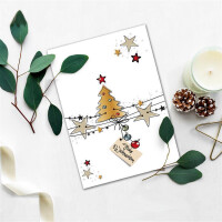 25x XL Weihnachtskarte DIN A5 mit Motiv Weihnachtsbaum und Sterne - Faltkarten mit Weihnachtsmotiv - 14,8 x 21 cm - Weihnachtsgrüße für Firmen und Privat
