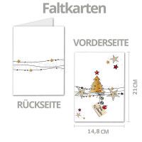 25x XL Weihnachtskarte DIN A5 mit Motiv Weihnachtsbaum und Sterne - Faltkarten mit Weihnachtsmotiv - 14,8 x 21 cm - Weihnachtsgrüße für Firmen und Privat