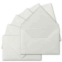 300 Stück C6 Vintage Brief-Umschläge, Büttenpapier, 11,4 x 16,2 cm, Weiß halbmatt gerippt hochwertige Brief-Kuverts