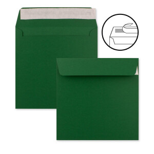 100 x Kuverts in Dunkelgrün (Grün) - quadratische Brief-Umschläge - 15,5 x 15,5 cm - Haftklebung - matte Oberfläche - formstabile Post-Umschläge
