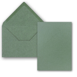 250x Einzelkarten Set Kraftpapier mit Briefumschlägen DIN A6 / C6 in Eukalyptus Grün - 14,8 x 10,5 cm - ohne Falz