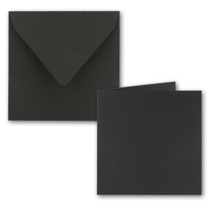 25x Quadratisches Faltkarten SET aus Kraft-Papier in Schwarz 15 x 15 cm - Doppel-Karten und Briefumschläge aus Recycling-Papier - Serie UmWelt