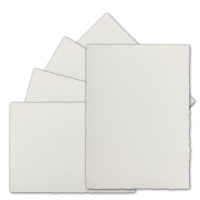 10 Stück ca. B6 Vintage Karten, Büttenpapier, 113 x 175 mm, Natur-Weiß halbmatt - ohne Falz - Vellum Oberfläche