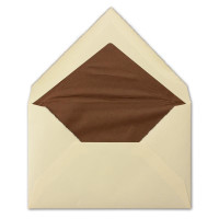 10x Vintage Briefumschläge gefüttert - echtes Büttenpapier - 11,8 x 18,2 cm - Diplomaten Format - Elfenbein (Creme) halbmatt - Nassklebung - mit Seidenfutter
