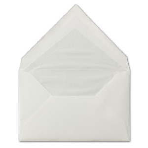 10x Vintage Briefumschläge gefüttert - echtes Büttenpapier - 11,8 x 18,2 cm - Diplomaten Format - Naturweiß (Weß) halbmatt - Nassklebung - mit Seidenfutter