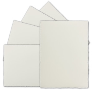 15 Stück Büttenpapier Karten, DIN A5, 148 x 210 mm, Naturweiß halbmatt - Einzelkarten ohne Falz - Vellum Oberfläche
