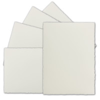 15 Stück Büttenpapier Karten, DIN A5, 148 x 210 mm, Naturweiß halbmatt - Einzelkarten ohne Falz - Vellum Oberfläche