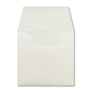 15 Stück quadratische Vintage Brief-Umschläge, Büttenpapier, 12,5 x 12,5 cm, Weiß halbmatt gerippt hochwertige Brief-Kuverts