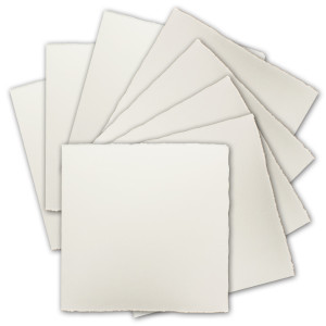 15x Quadratische Vintage Einzel-Karten, Büttenpapier, 12 x 12 cm - Natur-Weiß 225 g/m² - Vellum Oberfläche