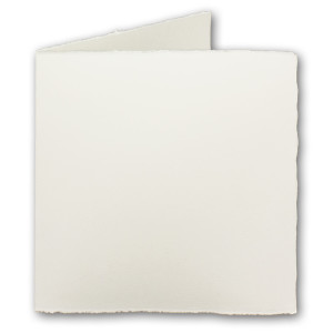 15x Quadratische Vintage Falt-Karten, Büttenpapier, 16 x 16 cm - Doppel-Karten, Natur-Weiß 225 gr - Vellum Oberfläche