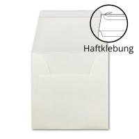 15 Stück quadratische Vintage Briefumschläge, Haftklebung - Büttenpapier, 16,6 x 16,6 cm, Weiß halbmatt gerippt hochwertige Brief-Kuverts