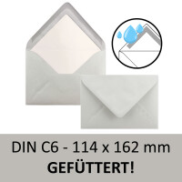 75 Briefumschläge Hell-Grau - DIN C6 - gefüttert mit weißem Seidenpapier - 90 g/m² - 11,4 x 16,2 cm - Nassklebung - NEUSER PAPIER