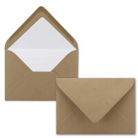 250x braunes Vintage Kraftpapier Falt-Karten SET mit weiss gefütterten Umschlägen und Einlegern DIN A6 - 10,5 x 14,8 cm - braun - Recycling - blanko
