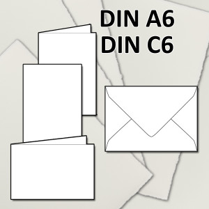 DIN A6 Kartenset aus B&uuml;ttenpapier - mit DIN C6...
