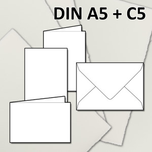 DIN A5 Kartenset aus B&uuml;ttenpapier - mit DIN C5...