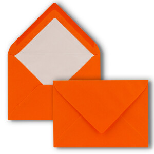 50x Karten-Set DIN B6 - 12 x 17 cm - 120 x 170 mm - Falt-Karten mit Brief-Umschlägen & Einlege-Blätter - Gerippte Struktur Oberfläche - Orange - Vintage Einladungskarten