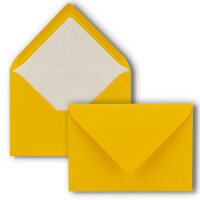 300x Karten-Set DIN B6 - 12 x 17 cm - 120 x 170 mm - Falt-Karten mit Brief-Umschlägen & Einlege-Blätter - Gerippte Struktur Oberfläche - Gelb - Vintage Einladungskarten