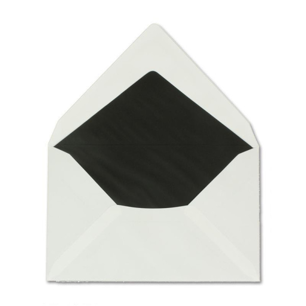 25 Stück Trauerumschläge in Weiß mit Trauerkreuz - Mit schwarzem Seidenfutter - Größe: 12 x 20 cm - Nassklebung