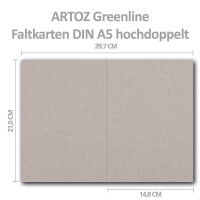 ARTOZ 100x Doppelkarten DIN A5 - Farbe: beech (hellgrau / hellbraun) - 14,8 x 21,0 cm - hochdoppelt - Serie Greenline