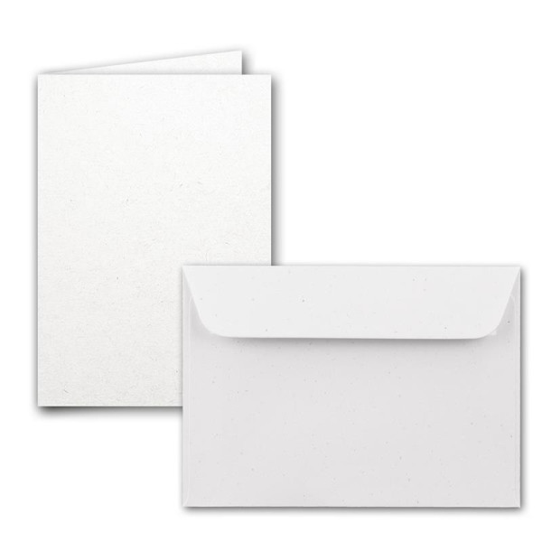 ARTOZ 15x Set aus Doppelkarten DIN A6 und Umschlägen DIN C6 - Farbe: birch (weiß / cremeweiss) - Serie Greenline