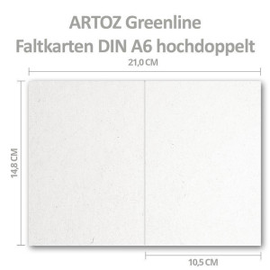 ARTOZ 15x Set aus Doppelkarten DIN A6 und Umschlägen DIN C6 - Farbe: birch (weiß / cremeweiss) - Serie Greenline
