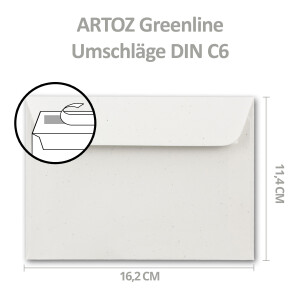 ARTOZ 15x Set aus Doppelkarten DIN A6 und Umschlägen DIN C6 - Farbe: birch (weiß / cremeweiss) - Serie Greenline