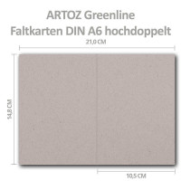 ARTOZ 50x Set aus Doppelkarten DIN A6 und Umschlägen DIN C6 - Farbe: beech (hellgrau / hellbraun) - Serie Greenline