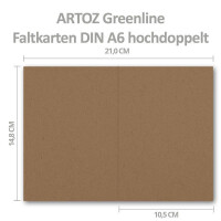 ARTOZ 200x Set aus Doppelkarten DIN A6 und Umschlägen DIN C6 - Farbe: grocer kraft (Kraftpapier dunkelbraun) - Serie Greenline