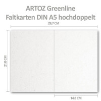 ARTOZ 15x Set aus Doppelkarten DIN A5 und Umschlägen DIN C5 - Farbe: birch (weiß / cremeweiss) - Serie Greenline
