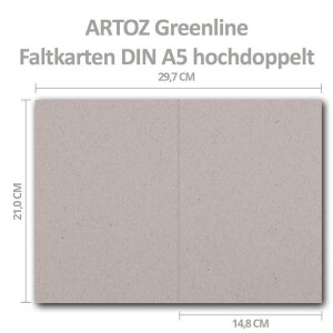 ARTOZ 75x Set aus Doppelkarten DIN A5 und Umschlägen DIN C5 - Farbe: beech (hellgrau / hellbraun) - Serie Greenline