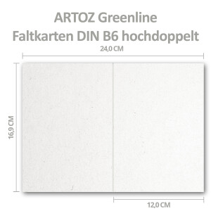 ARTOZ 15x Set aus Doppelkarten DIN B6 und Umschlägen - Nassklebung - Farbe: birch (weiß / cremeweiss) - Serie Greenline