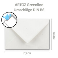 ARTOZ 15x Set aus Doppelkarten DIN B6 und Umschlägen - Nassklebung - Farbe: birch (weiß / cremeweiss) - Serie Greenline