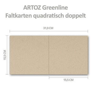 ARTOZ 100x Set aus quadratischen Doppelkarten und Umschlägen - Farbe: dessert (hellbraun cappuccino) - Serie Greenline