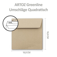 ARTOZ 100x Set aus quadratischen Doppelkarten und Umschlägen - Farbe: dessert (hellbraun cappuccino) - Serie Greenline