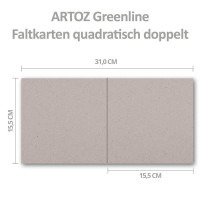 ARTOZ 150x Set aus quadratischen Doppelkarten und Umschlägen - Farbe: beech (hellgrau / hellbraun) - Serie Greenline