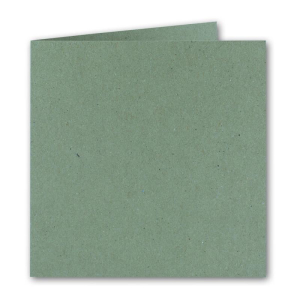 Quadratische Falt-Karten 15 x 15 cm - Vintage Kraftpapier Recycling - Eukalyptus Grün - 300 Stück - formstabil - für Drucker geeignet - für Grußkarten, Einladungen & mehr