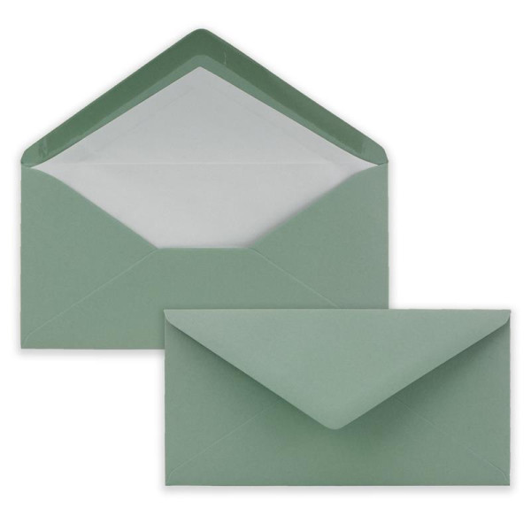 25 x DIN Lang Briefumschläge - Eukalyptus mit weißem Seidenfutter - 11x22 cm - 110 g/m² - ideal für Einladungen, Weihnachtskarten, Glückwunschkarten aus der Serie Farbenfroh