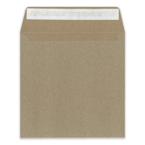 75x Brief-Umschläge, Recycling - Naturfarbe braun - Quadratisch 160 x 160 mm - 140 gr - nachhaltige Kuverts