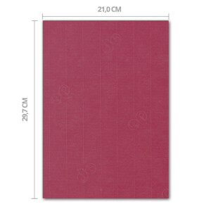 ARTOZ 15x Bastelpapier - Purpur-Rot - DIN A4 297 x 210 mm - 220 Gramm pro m² - Edle Egoutteur-Rippung - Hochwertiges Designpapier Urkundenpapier Bastelkarton