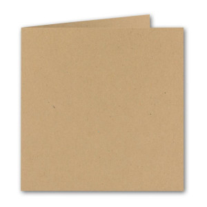 50x Quadratisches Faltkarten SET aus Kraft-Papier in sandbraun 15,7 x 15,7 cm - Doppel-Karten mit Briefumschlägen und Einlegeblättern aus Recycling-Papier - Serie UmWelt