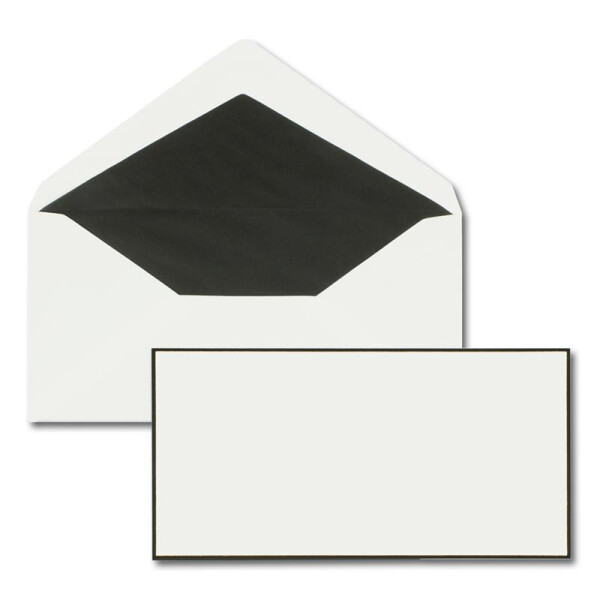 400x Trauerumschläge DIN LANG - Briefumschläge für Kondolenz mit handgemachtem schwarzem Trauer-Rand und schwarzem Seidenfutter