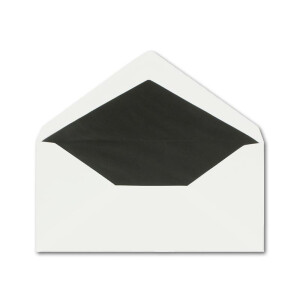 400x Trauerumschläge DIN LANG - Briefumschläge für Kondolenz mit handgemachtem schwarzem Trauer-Rand und schwarzem Seidenfutter