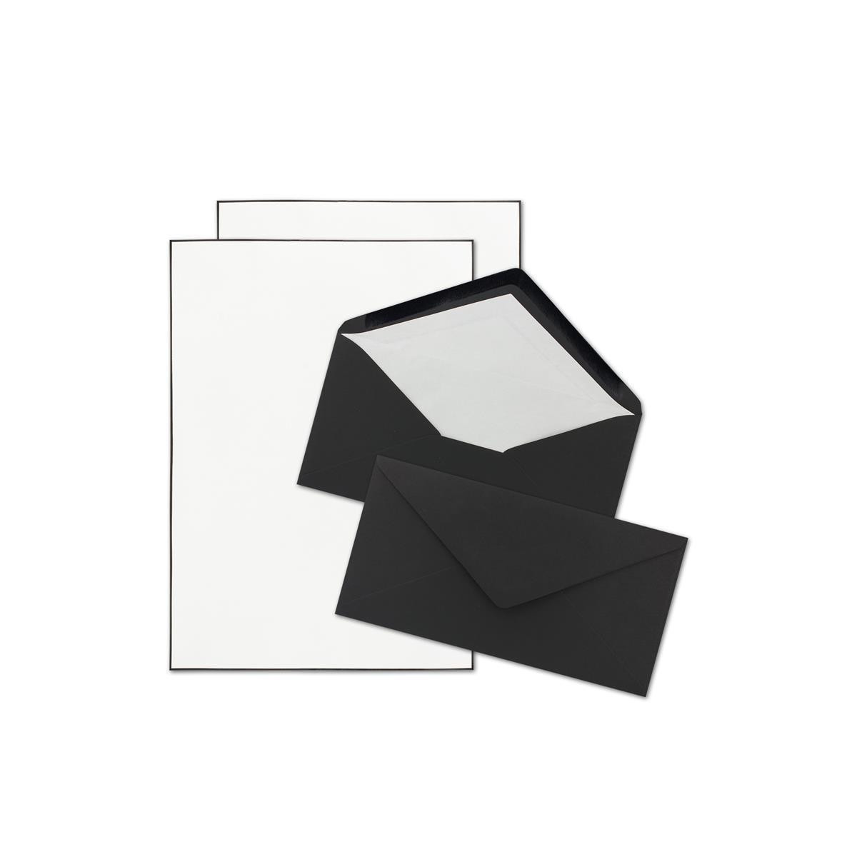 kruipen Conciërge Merchandising 75x Trauerpapier Sets DIN A4 mit schwarzen Umschlägen, weiß gefüttert,  38,50 €