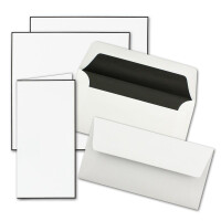 10x Trauerkarten Sets - DIN Lang Doppelkarten mit handgemachtem schwarzen Rand + Umschläge mit schwarzem Futter - Faltkarten für Kondolenz