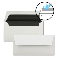 10x Trauerkarten Sets - DIN Lang Doppelkarten mit handgemachtem schwarzen Rand + Umschläge mit schwarzem Futter - Faltkarten für Kondolenz