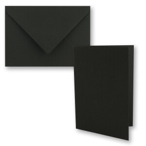 250x schwarzes Vintage Kraftpapier Falt-Karten SET mit Umschlägen DIN A5 - 21 x 14,8 cm - Schwarz - Recycling - Klapp-Karten - blanko