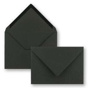 250x schwarzes Vintage Kraftpapier Falt-Karten SET mit Umschlägen DIN A5 - 21 x 14,8 cm - Schwarz - Recycling - Klapp-Karten - blanko