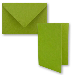 10x hellgrünes Vintage Kraftpapier Falt-Karten SET mit Umschlägen DIN A5 - 21 x 14,8 cm - Hellgrün - Recycling - Klapp-Karten - blanko