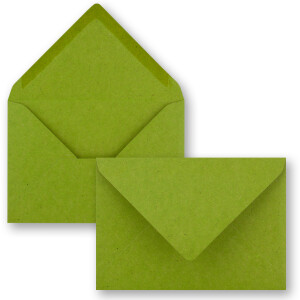 10x hellgrünes Vintage Kraftpapier Falt-Karten SET mit Umschlägen DIN A5 - 21 x 14,8 cm - Hellgrün - Recycling - Klapp-Karten - blanko