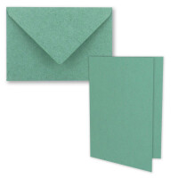 100x eukalyptus Vintage Kraftpapier Falt-Karten SET mit Umschlägen DIN A5 - 21 x 14,8 cm - Eukalyptus-Grün - Recycling - Klapp-Karten - blanko